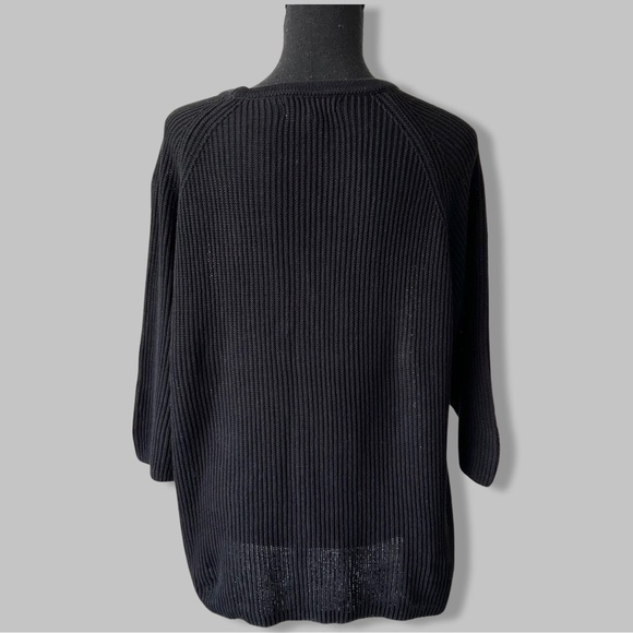 Oak+Fort Black Rib Knit Draped Sweater - Picture 3 of 12